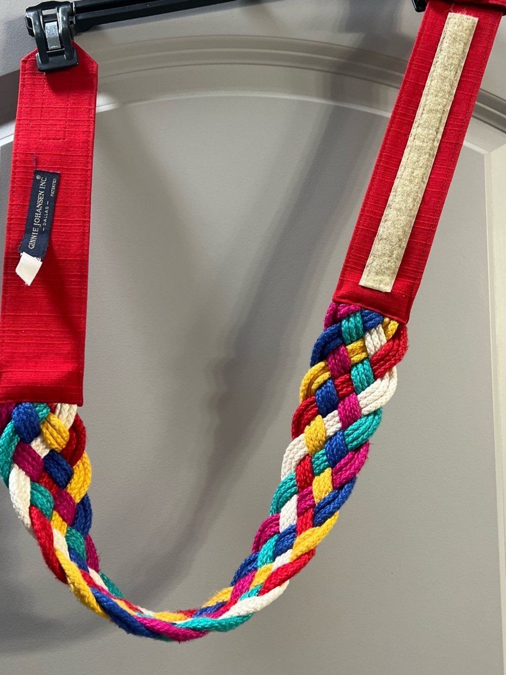 Colorful Multicolor Braided Rope Belt with Red Ends